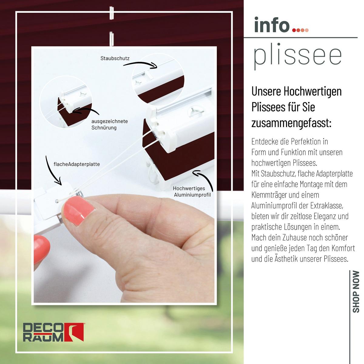 PLISSEE Basic 75 x 150cm Klemmfix ohne Bohren - Rot, Textil (75/150cm) - Deco-Raum