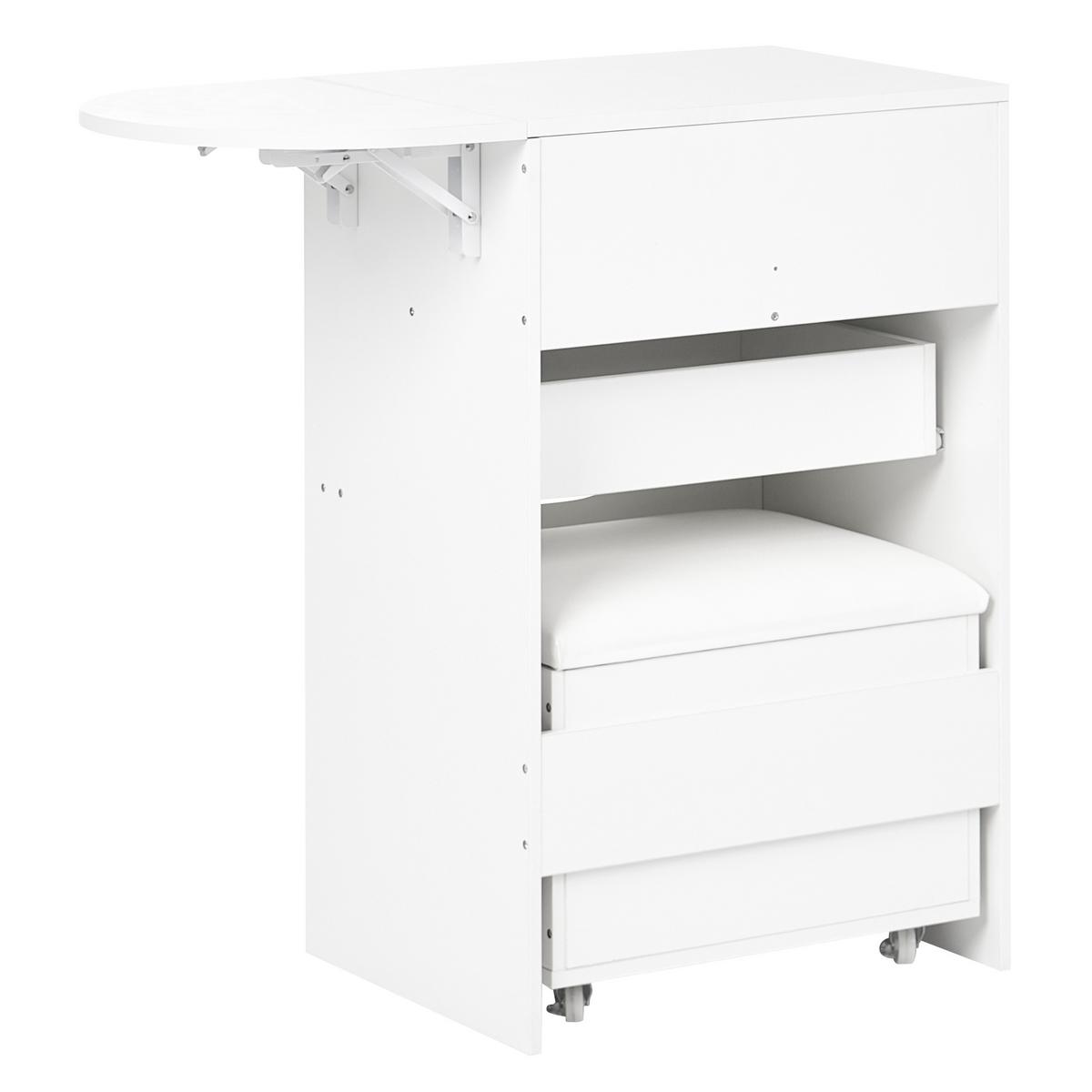 SCHMINKTISCH mit Spiegel und Hocker Weiß Beloeil - Weiß, Holzwerkstoff (80/118/40cm) - Beliani
