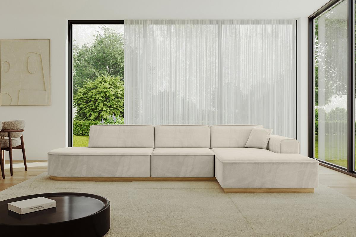 ECKSOFA Ottomane Rechts IREA-L2-v2 - 328x171x83 cm Dunkelgrau - Ecru, Holzwerkstoff/Textil (171/328cm) - ALTDECOR