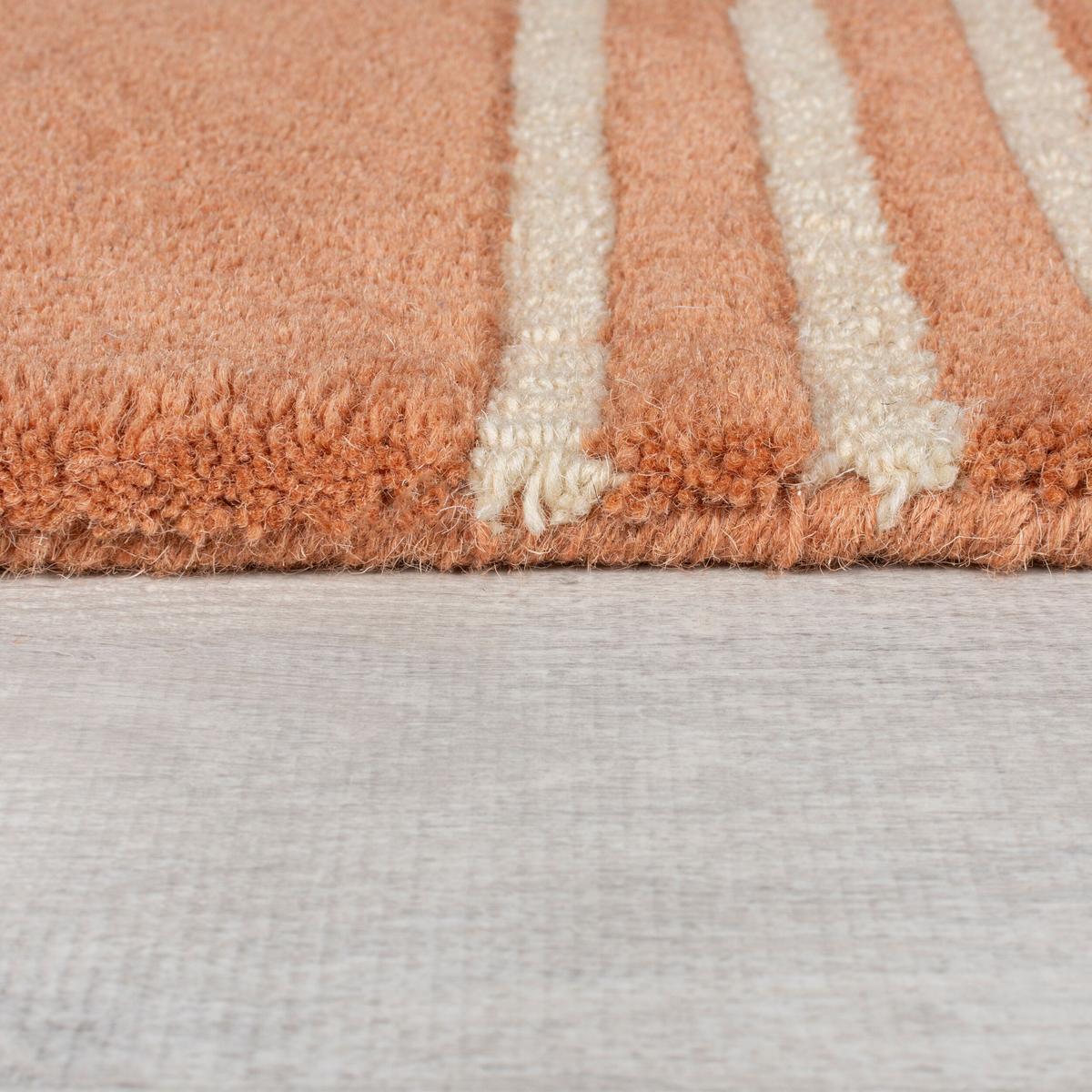 WOLLTEPPICH HALLEIN, abstrakt, aus Wolle, Terrakotta, 120 x 180 cm - Orange, Textil (180/120cm) - KADIMA DESIGN