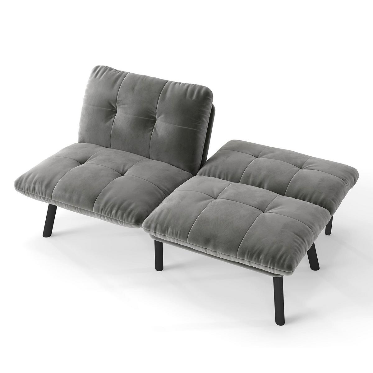 SCHLAFSOFA/SCHLAFSOFA aus Samtstoff, Grau - Grau, Textil (81/78/160cm) - Urban Meuble