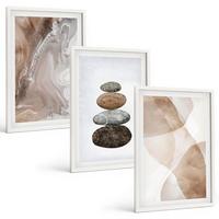 BILDER SET 3er Set - 40x60 cm Weißer Rahmen - Abstrakte Pastellformen - Weiß, Kunststoff (40/60cm) - TULUP
