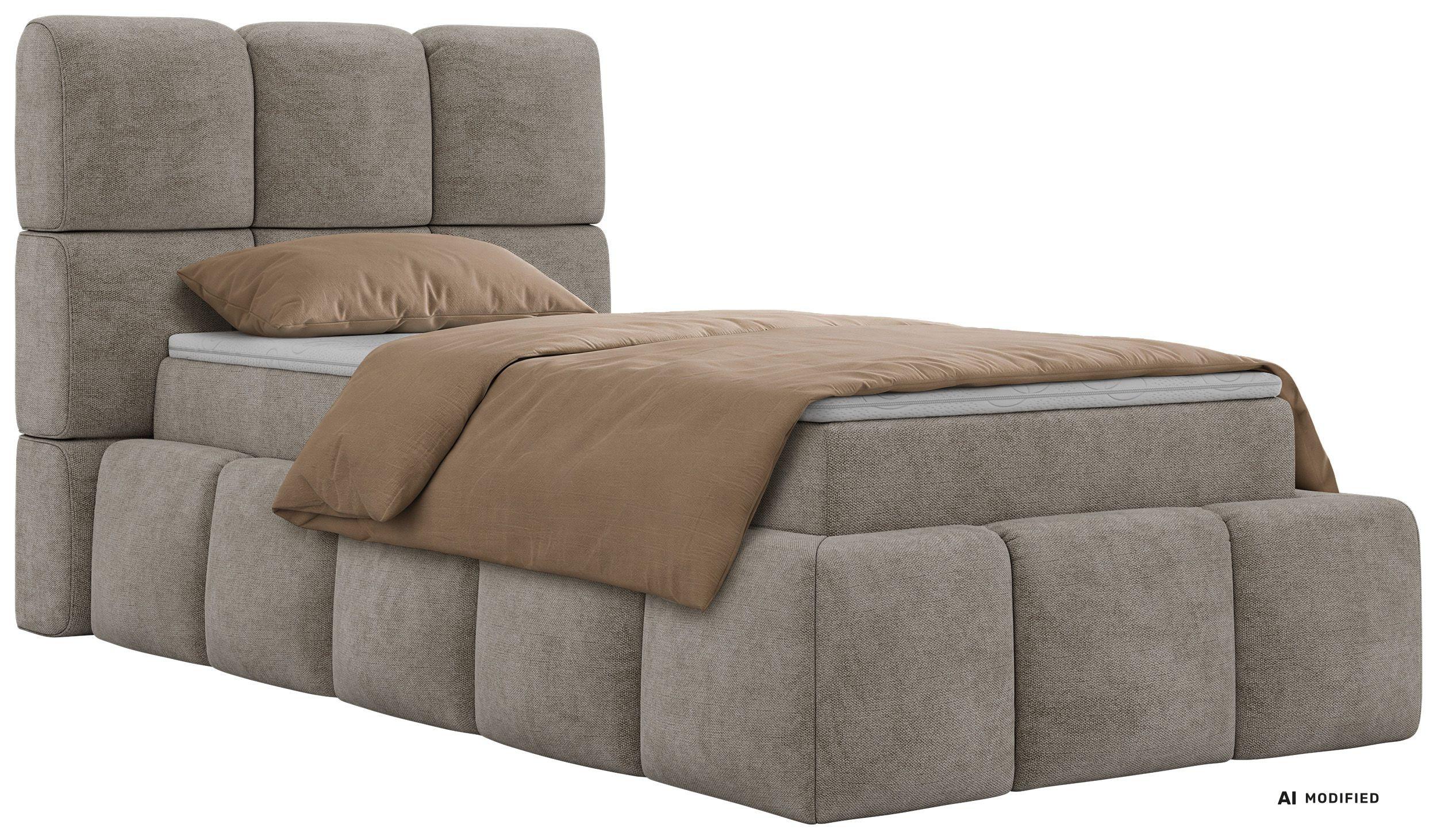 BOXBETT NIRA 90/200 - Greige Stukture - Topper T25 - H4 - Greige/Schwarz, Kunststoff/Textil (90/200cm) - MKS