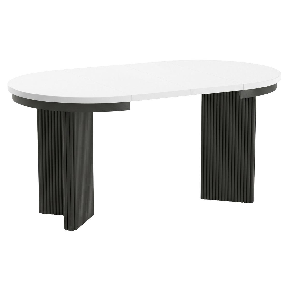 ESSTISCH Prestige runder Design-Tisch, ausziehbar Ø 100–180 cm, Weiß+Schwarz - Schwarz/Weiß, Metall (100/100/77cm) - Beautysofa