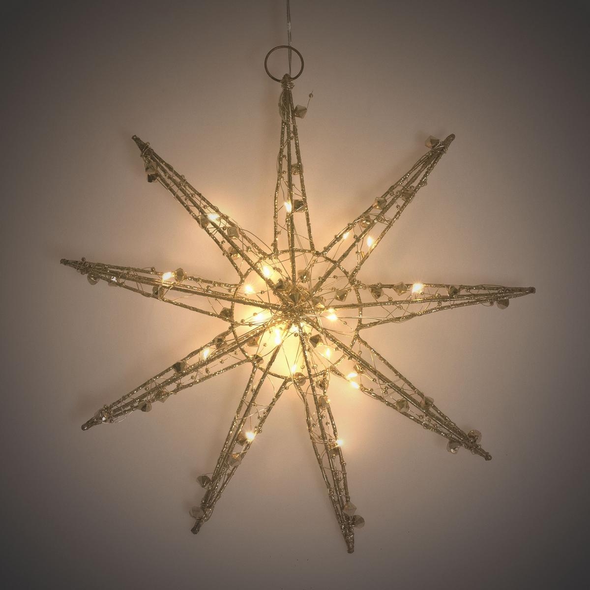 DEKOSTERN 30 cm Warmweiß - Goldfarben, Metall (30/30/4cm) - ECD-Germany