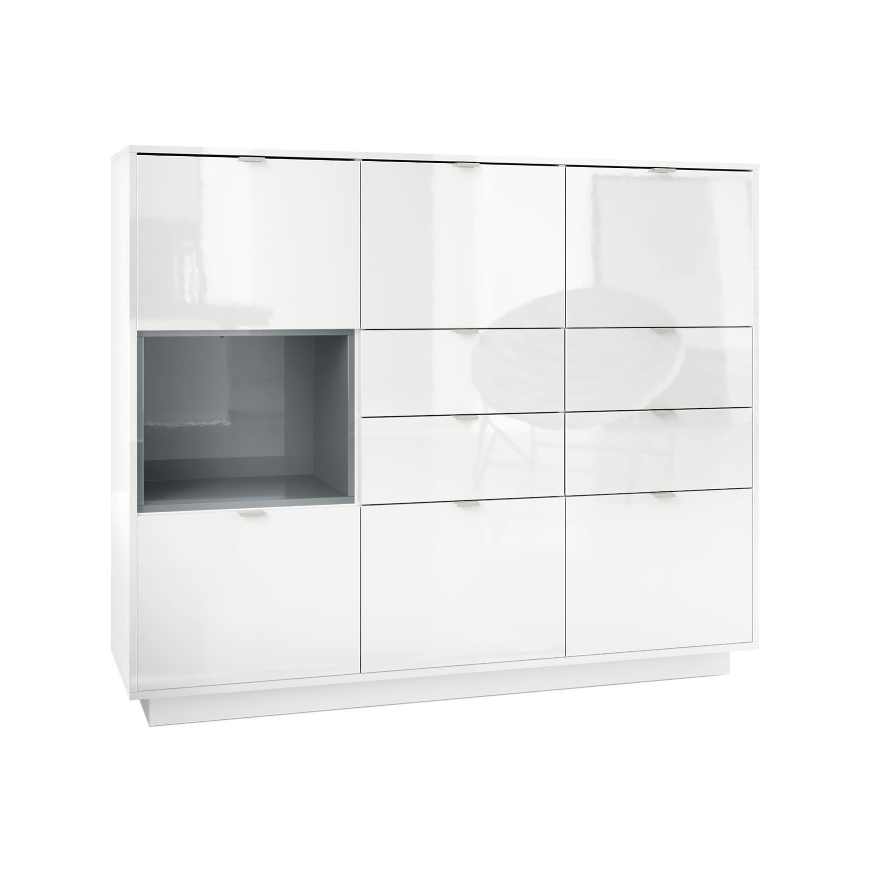 HIGHBOARD Metro Einsatz in Grau Hochglanz - Grau, Holzwerkstoff (153/123/37cm) - Vladon