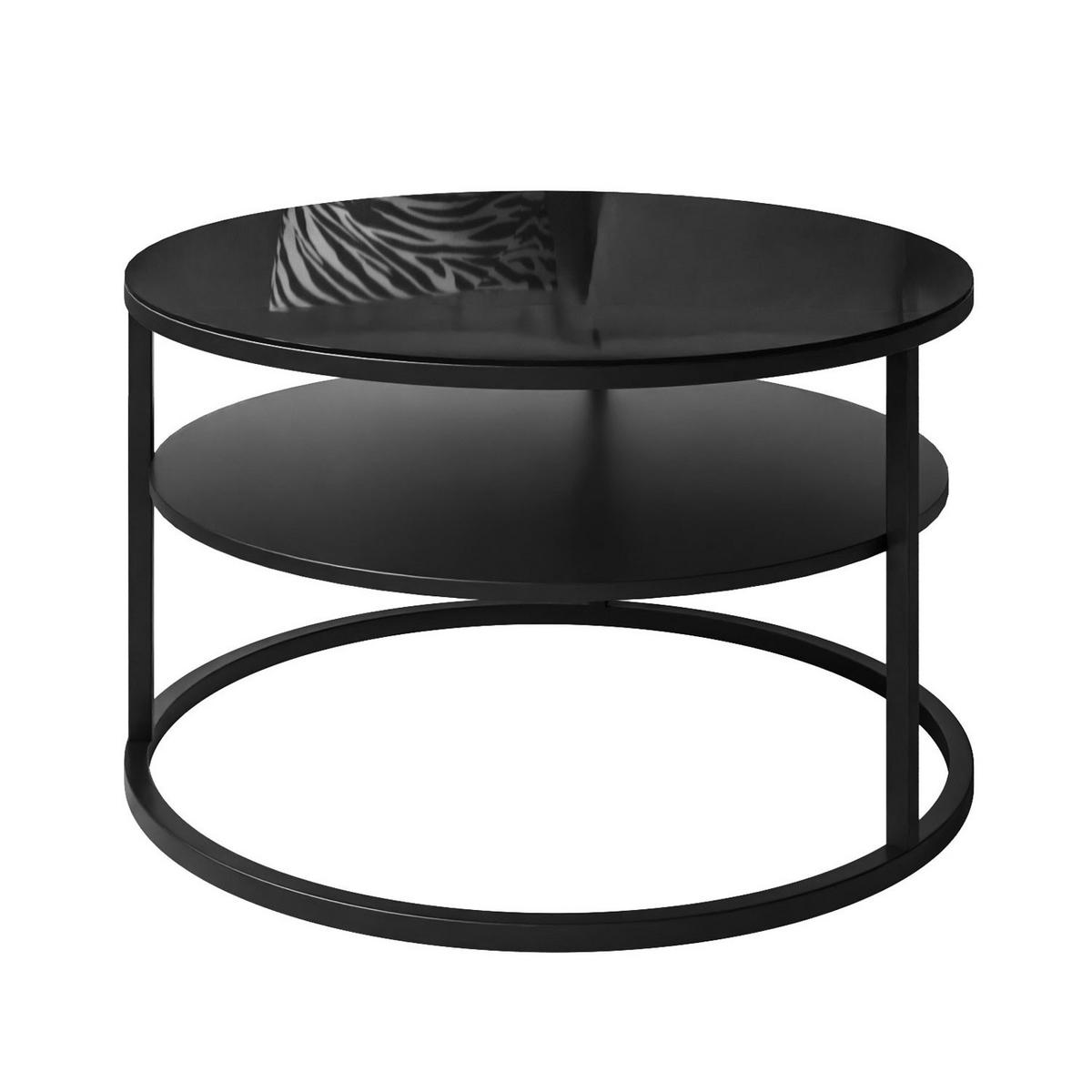 COUCHTISCH CIRI GLASS mit Regal - Schwarz, Glas (70/70/47.4cm) - Lookway