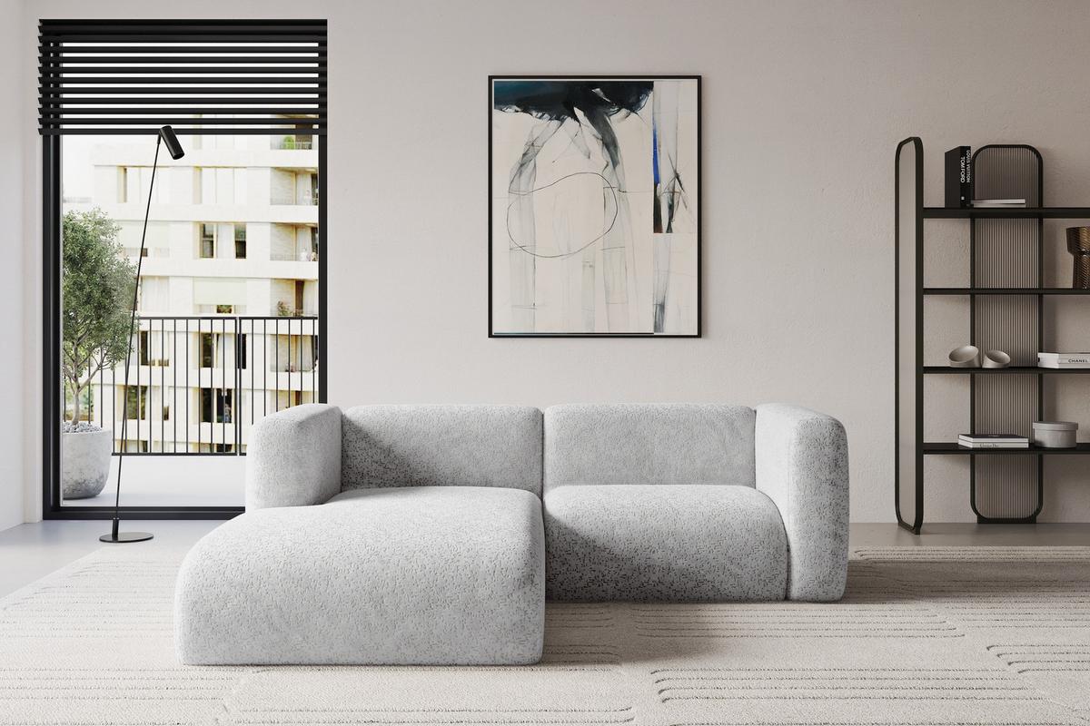 ECKSOFA Ottomane Links MIRA-L1 227x179x89 Grau Velours - Schwarz/Grau, Holzwerkstoff/Kunststoff (227/179cm) - ALTDECOR