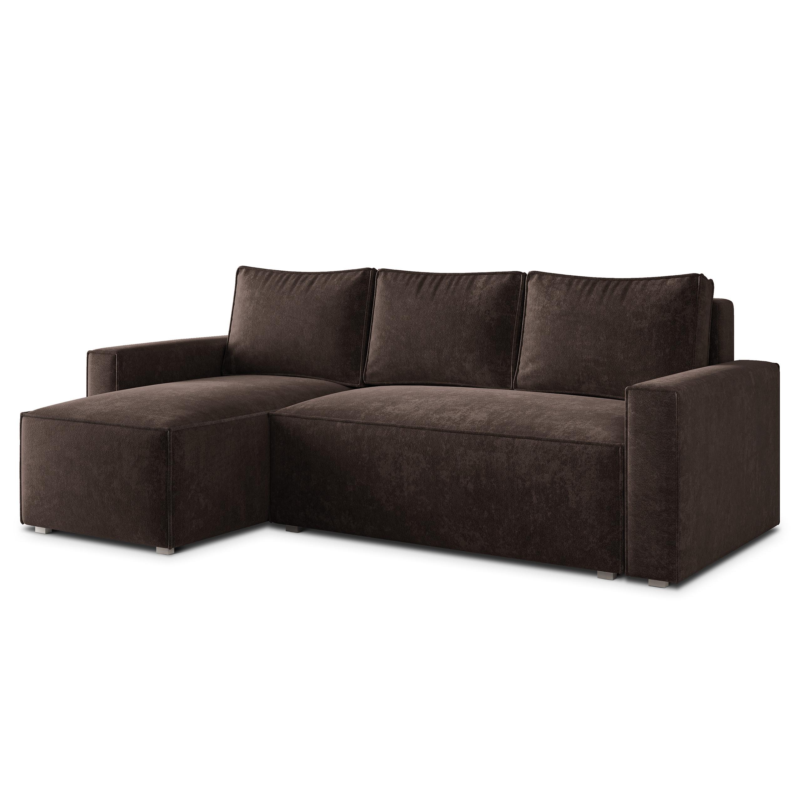 ECKSOFA POTARO LM Braun Chenille mit Schlaffunktion - Braun, Holzwerkstoff/Textil (232/140cm) - MASSENO