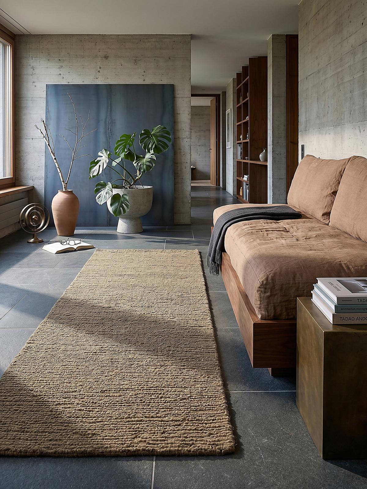 WOLLTEPPICH ALNE, einfarbig, Erdtöne, 80 x 230 cm - Grün, Textil (230/80cm) - KADIMA DESIGN