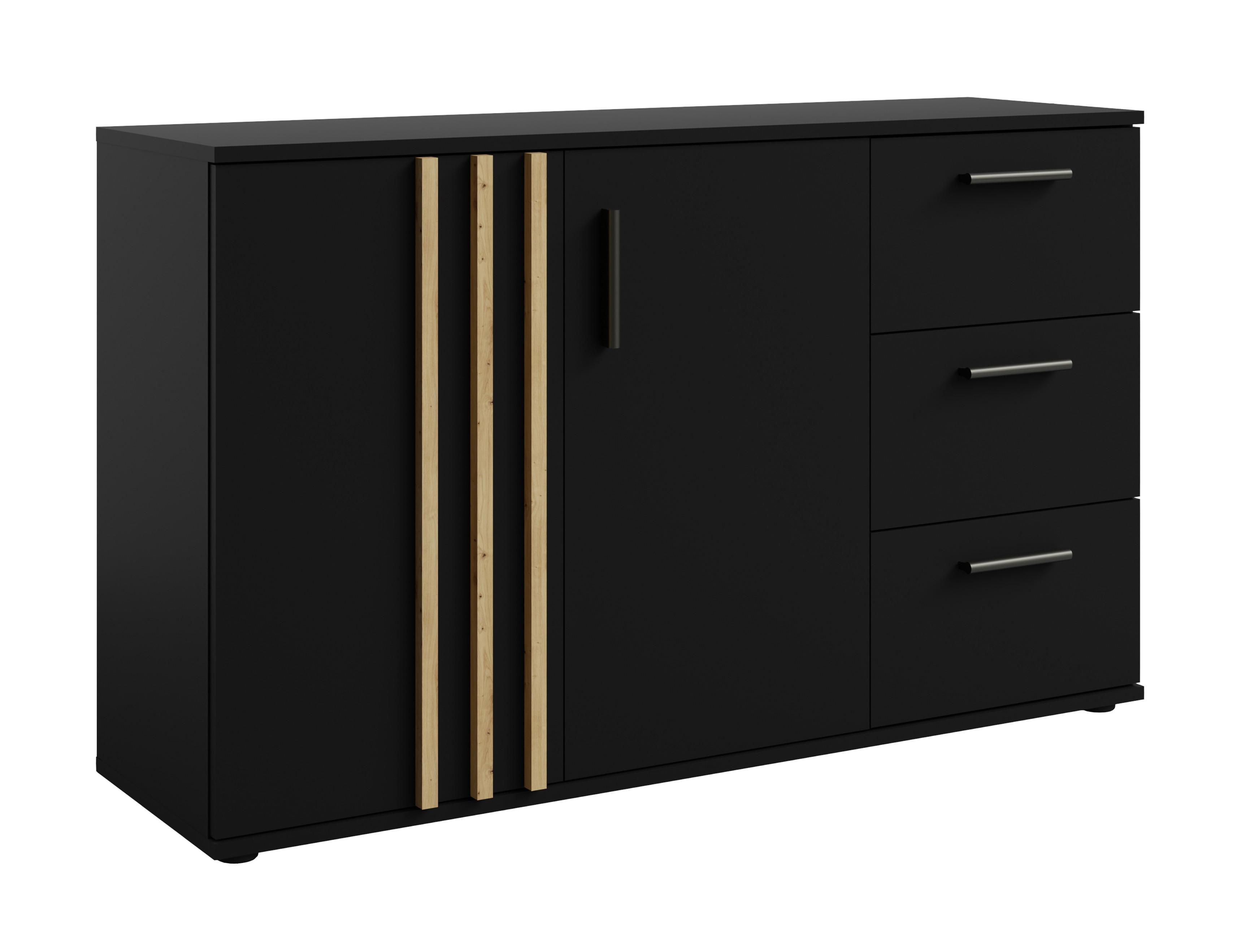 SIDEBOARD Turell 2D3SZ Schwarz 120/73/35 cm – Kommode mit Schubladen - Schwarz, Holzwerkstoff/Kunststoff (120/73/35cm) - AX Living