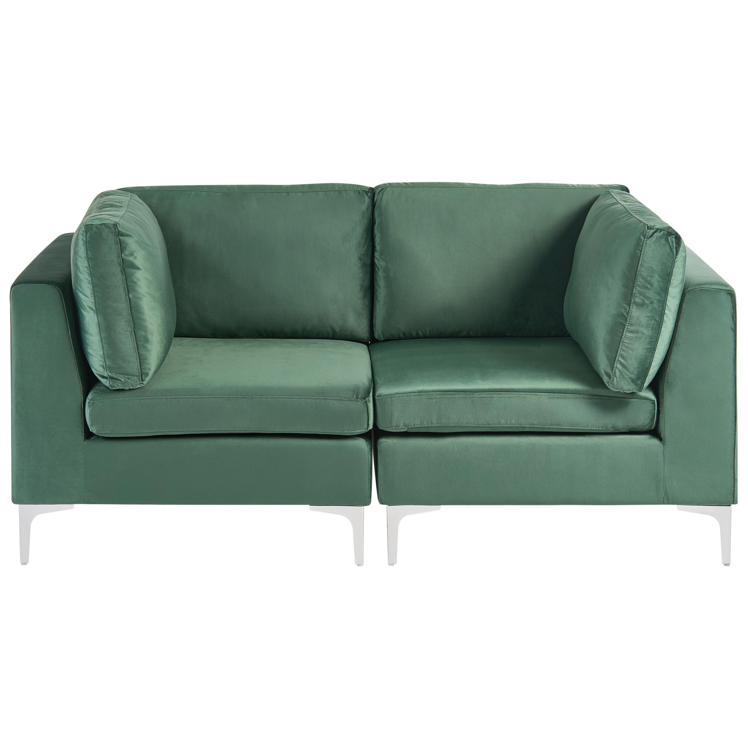 MODULSOFA 2-Sitzer Grün Samtstoff Evja - Grün, Textil (170/84/85cm) - Beliani