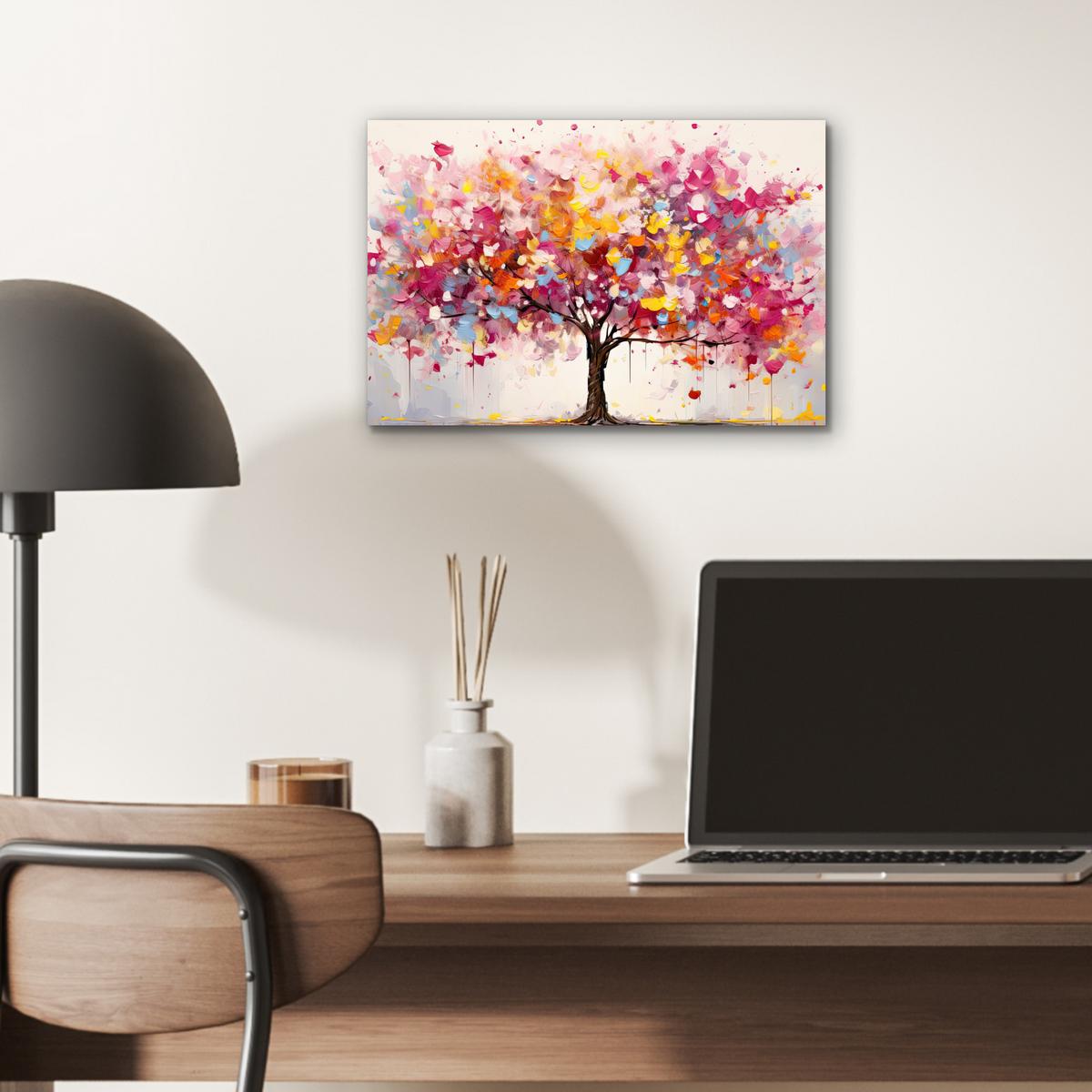METALLBILD Aquarell - Baum - Kunst - Abstrakt 30x20 cm - Multicolor, Metall (30/20cm) - MuchoWow