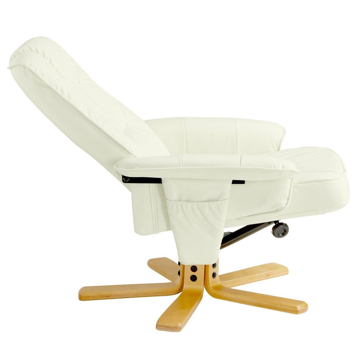 RELAXSESSEL KUNSTLEDER, SET MIT HOCKER CHARLY - Weiß, Textil (76/87/61cm) - IDIMEX