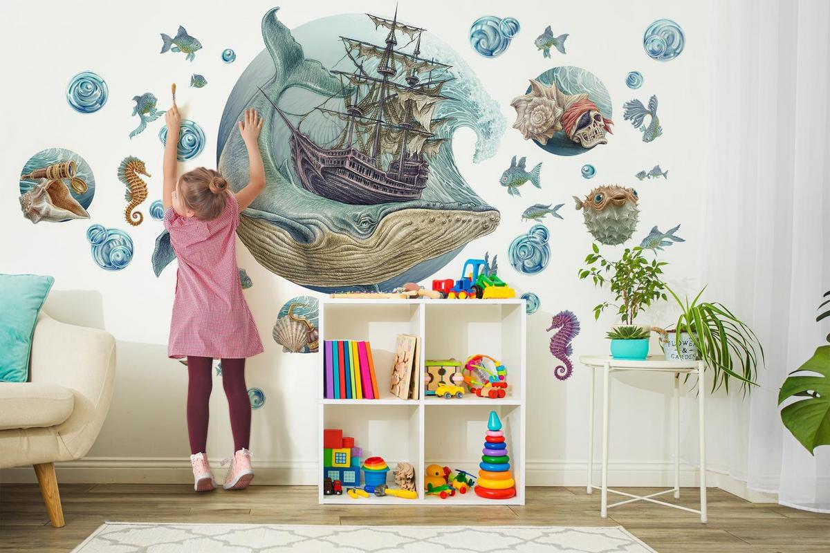 WANDAUFKLEBER 130x159cm - Märchenwelt - Multicolor, Kunststoff (130/159/0.1cm) - Wallfluent