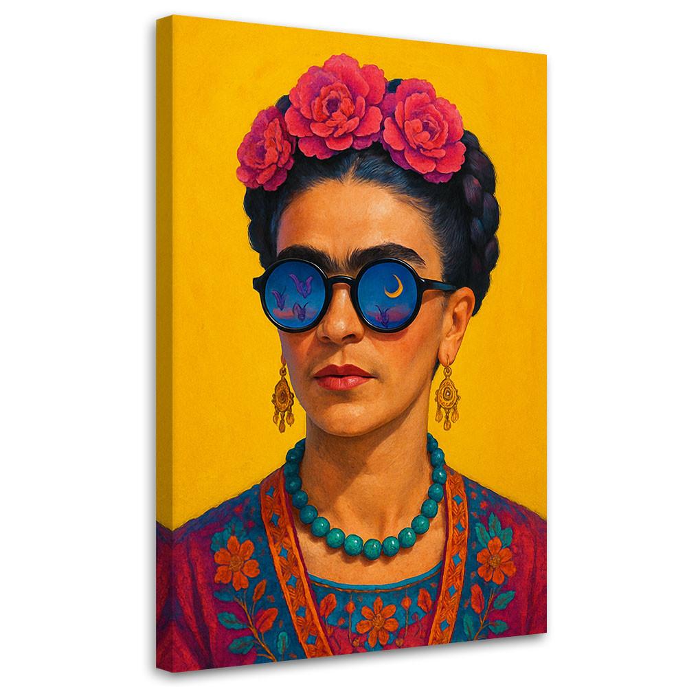 LEINWANDBILD Frida Kahlo Porträt einer Frau Pop Art 40x60cm - Gelb, Textil (40/60cm) - Feeby