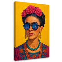 LEINWANDBILD Frida Kahlo Porträt einer Frau Pop Art 40x60cm - Gelb, Textil (40/60cm) - Feeby