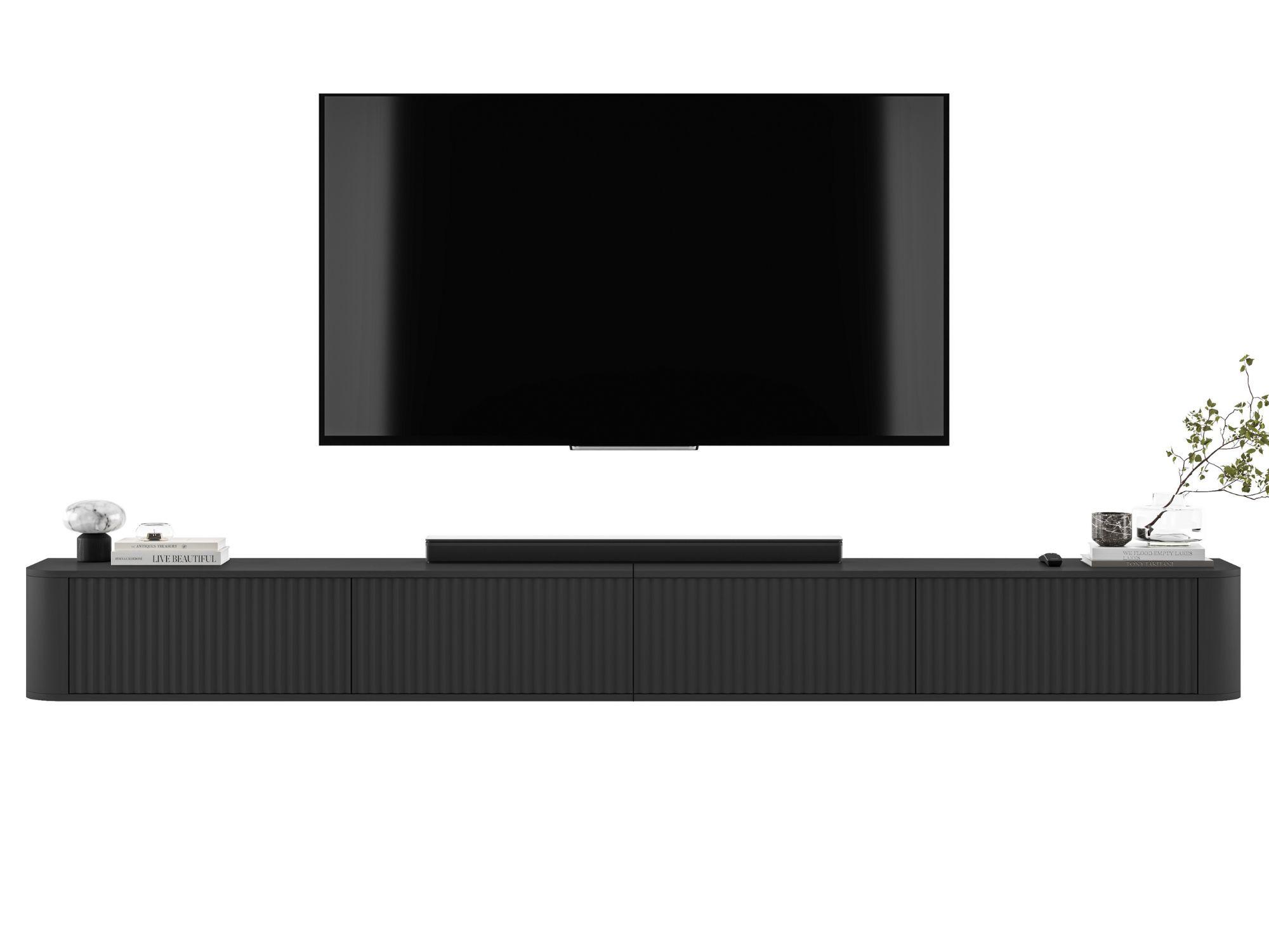 TV-LOWBOARD 2er-Set Aurora Schwarz matt 280 cm - Schwarz, Holzwerkstoff (280/30/35cm) - Meble Lindner