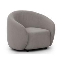 SESSEL Roundi Grau Bouclé - Schwarz/Grau, Holz/Kunststoff (90/76/80cm) - S-Style Möbel