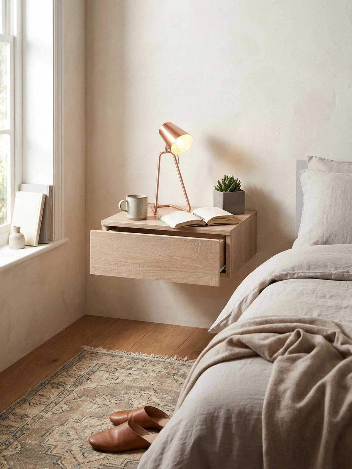 NACHTTISCH Schlicht Spanplatte Kratzfest Wasserabweisend MOLISE, Beige 46x30x15 cm - Beige, Holz (46/15/30cm) - KADIMA DESIGN