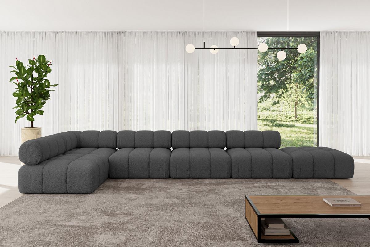 ECKSOFA modulares Sofa Favio-L3 - 475x190x70 cm Grau Bouclé - Grau, Holzwerkstoff/Textil (475/190cm) - ALTDECOR