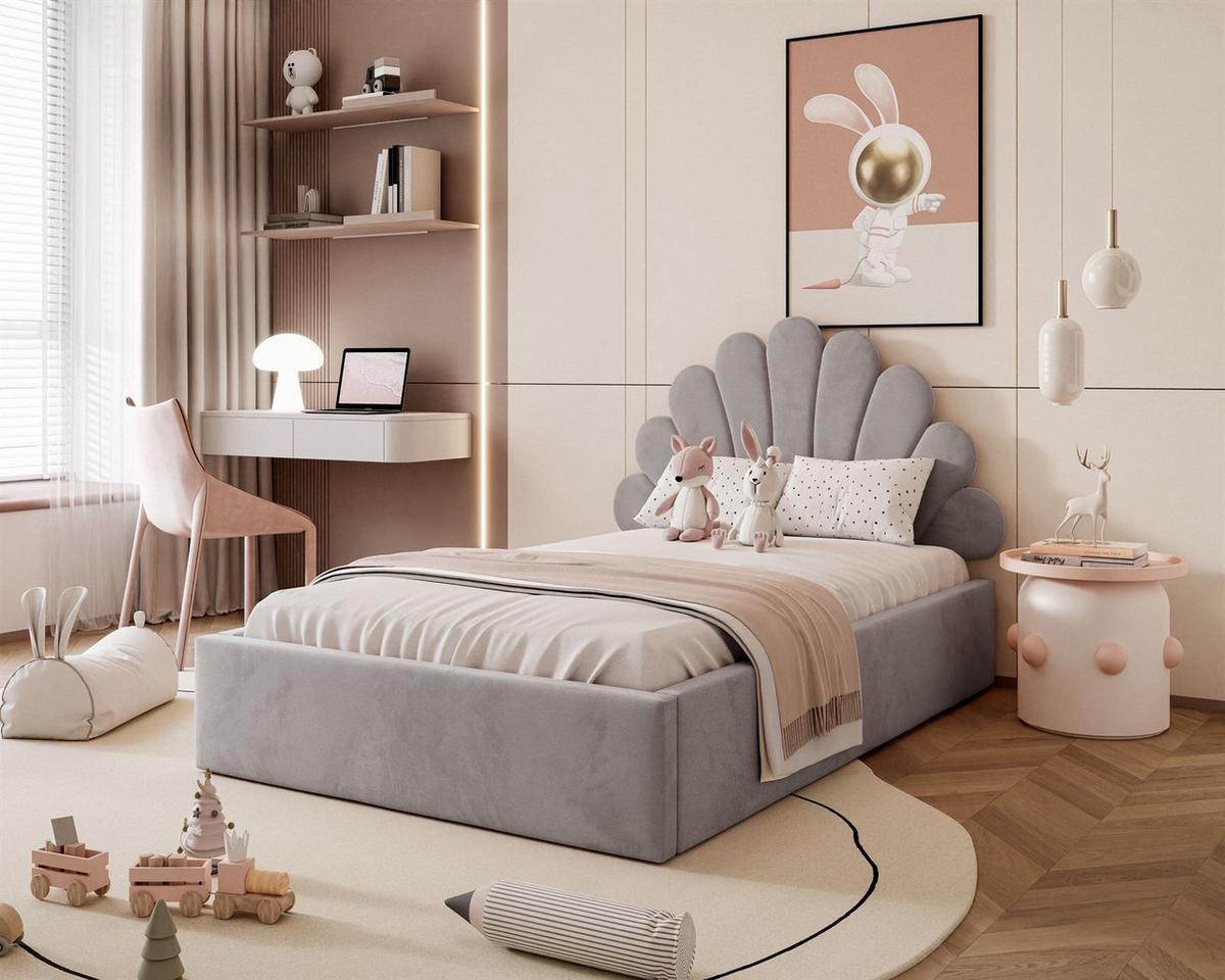 POLSTERBETT ASHLEY mit Bettkasten 140x200 cm, Stoff: Jasmine 90 - Dunkelgrau, Textil - Lookway