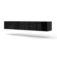 TV-MÖBEL Bali Korpus in Mattschwarz und Fronten in Hochglanzschwarz - Schwarz, Holzwerkstoff (180/30/40cm) - Petits-meubles