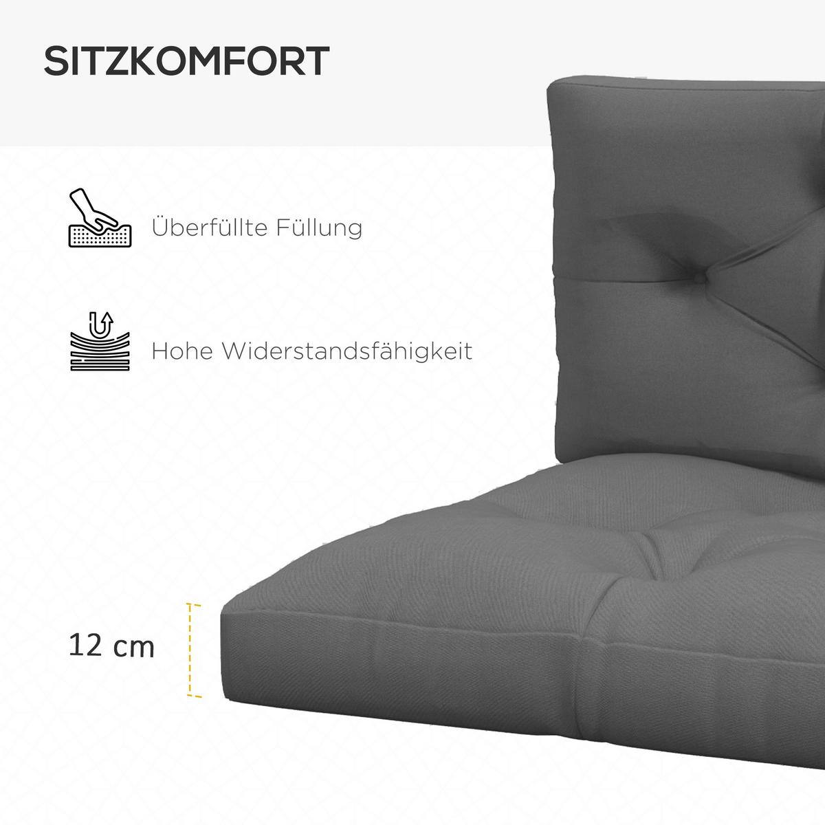 SITZKISSEN, Polyester, Dunkelgrau - Dunkelgrau, Kunststoff (80/12/120cm) - Outsunny