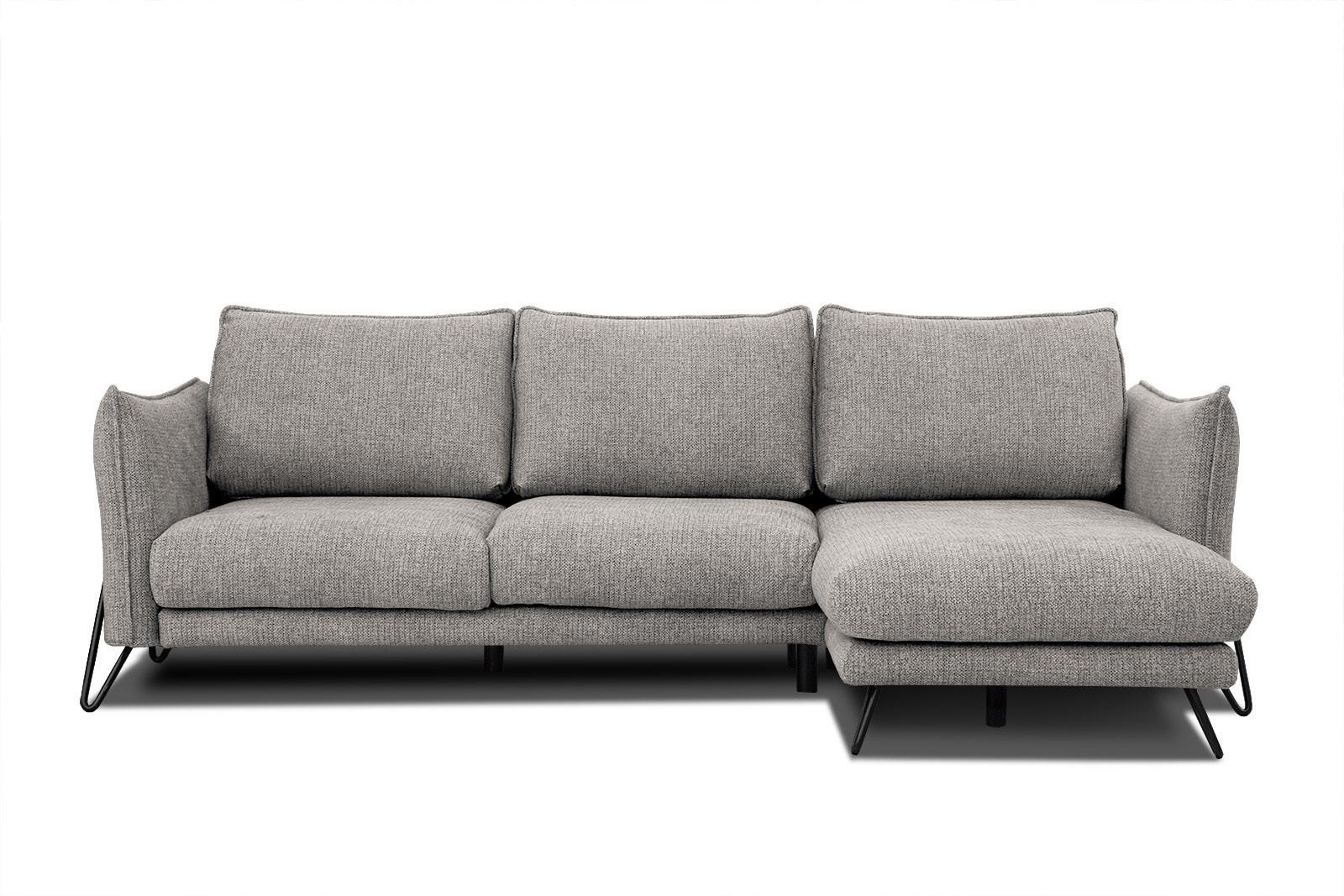 ECKSOFA HOSTEN 4-Sitzer, platinfarben - Platinfarben/Schwarz, Holzwerkstoff/Textil (269/158cm) - Wozimo