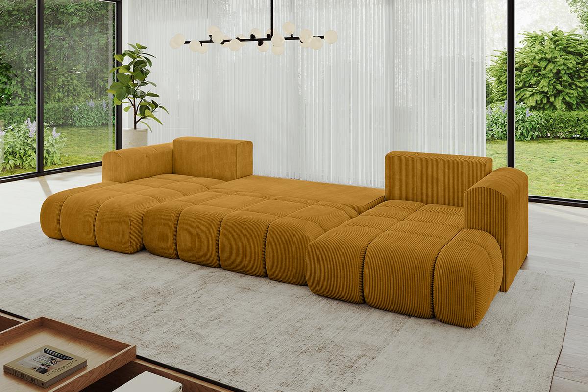 WOHNLANDSCHAFT CLOUD-U-v1 405x185x90 Senfgelb Cord - Currygelb, Holzwerkstoff/Kunststoff (405/90/185cm) - ALTDECOR