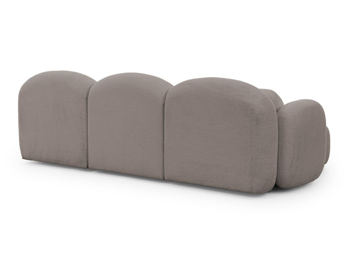 ECKSOFA Nuvola mit abgerundetem Design Hellgrau Bouclé-Stoff - Ottomane Links - Hellgrau/Schwarz, Holz/Kunststoff (268/146cm) - S-Style Möbel