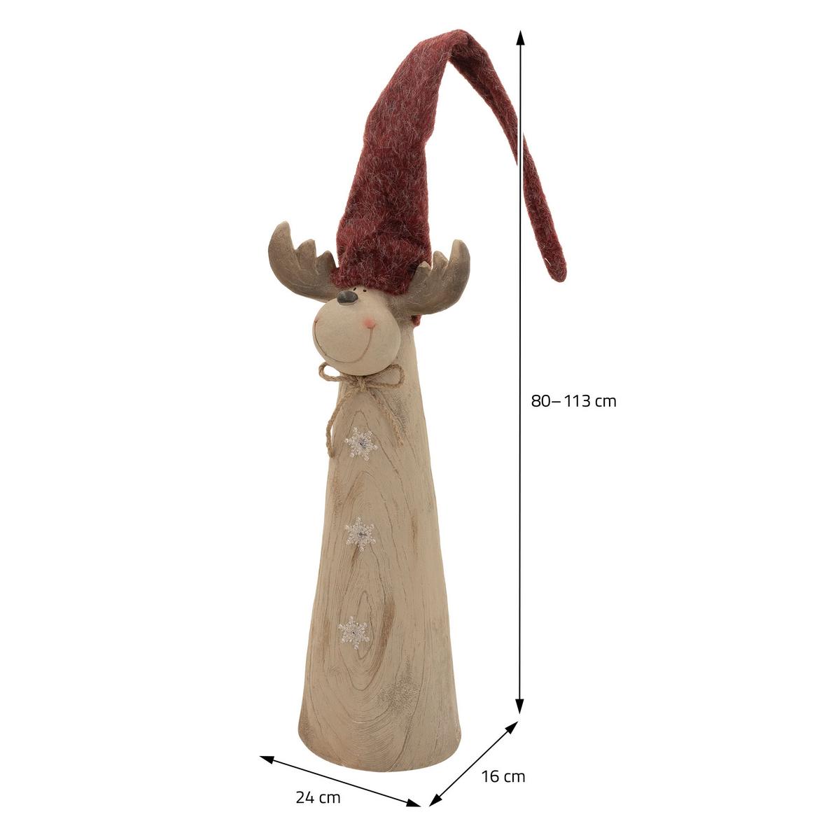 WEIHNACHTSELCH-FIGUR mit LED-Beleuchtung Weihnachtsdeko Innen höhenverstellbar 80-113 cm Braun Holzoptik - Braun, Stein (24/113/16cm) - ECD-Germany