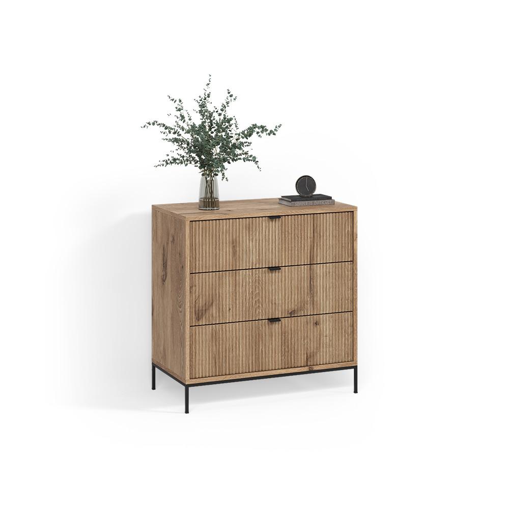 KOMMODE Aterno Viking Oak 42 x 81.2 cm mit 3 Schubladen - Eichefarben, Holzwerkstoff (42/81.2/80cm) - Livinity®