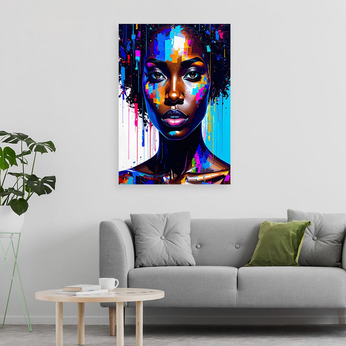 LEINWANDBILD Frauengesicht Aquarell 40x60cm - Multicolor, Textil (40/60cm) - Feeby