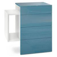 NACHTTISCH Queens Front in Petrol Hochglanz - Petrol, Holzwerkstoff (60/63/36cm) - Vladon