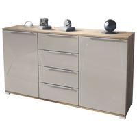 SIDEBOARD Linio Sandgrau Hochglanz - Sandfarben, Holzwerkstoff (138.5/75.5/35cm) - Vladon