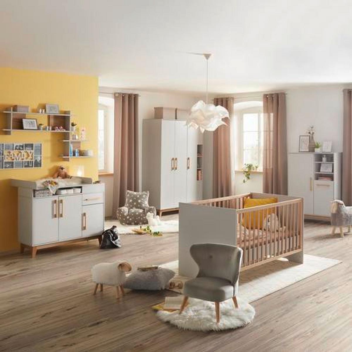 Highboard in Hellgrau - Buchefarben/Hellgrau, Modern, Holzwerkstoff (93/130/40cm) - Roba