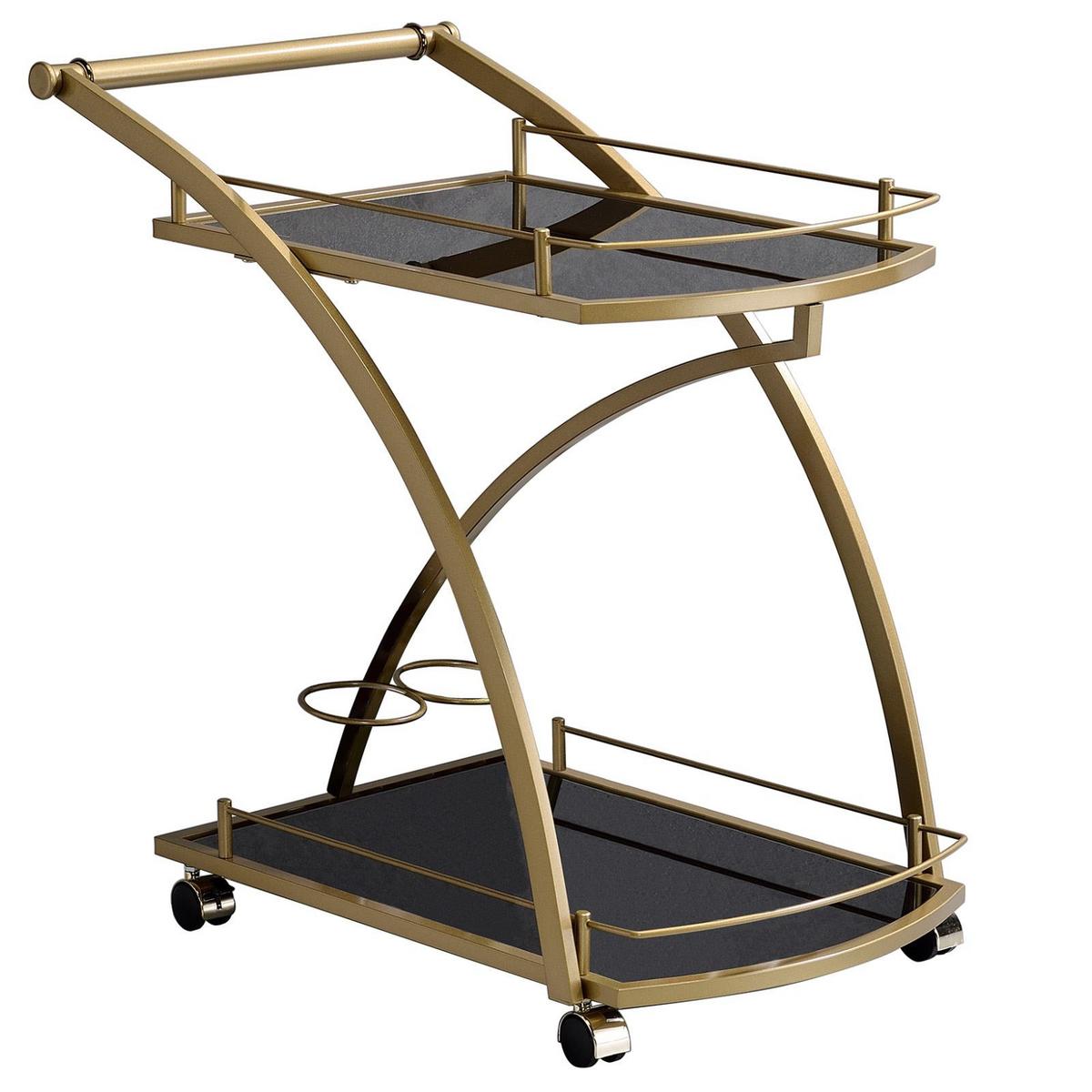 SERVIERWAGEN EVO schwarz/gold - Goldfarben/Schwarz, Glas/Metall (66/73/46cm) - IDIMEX