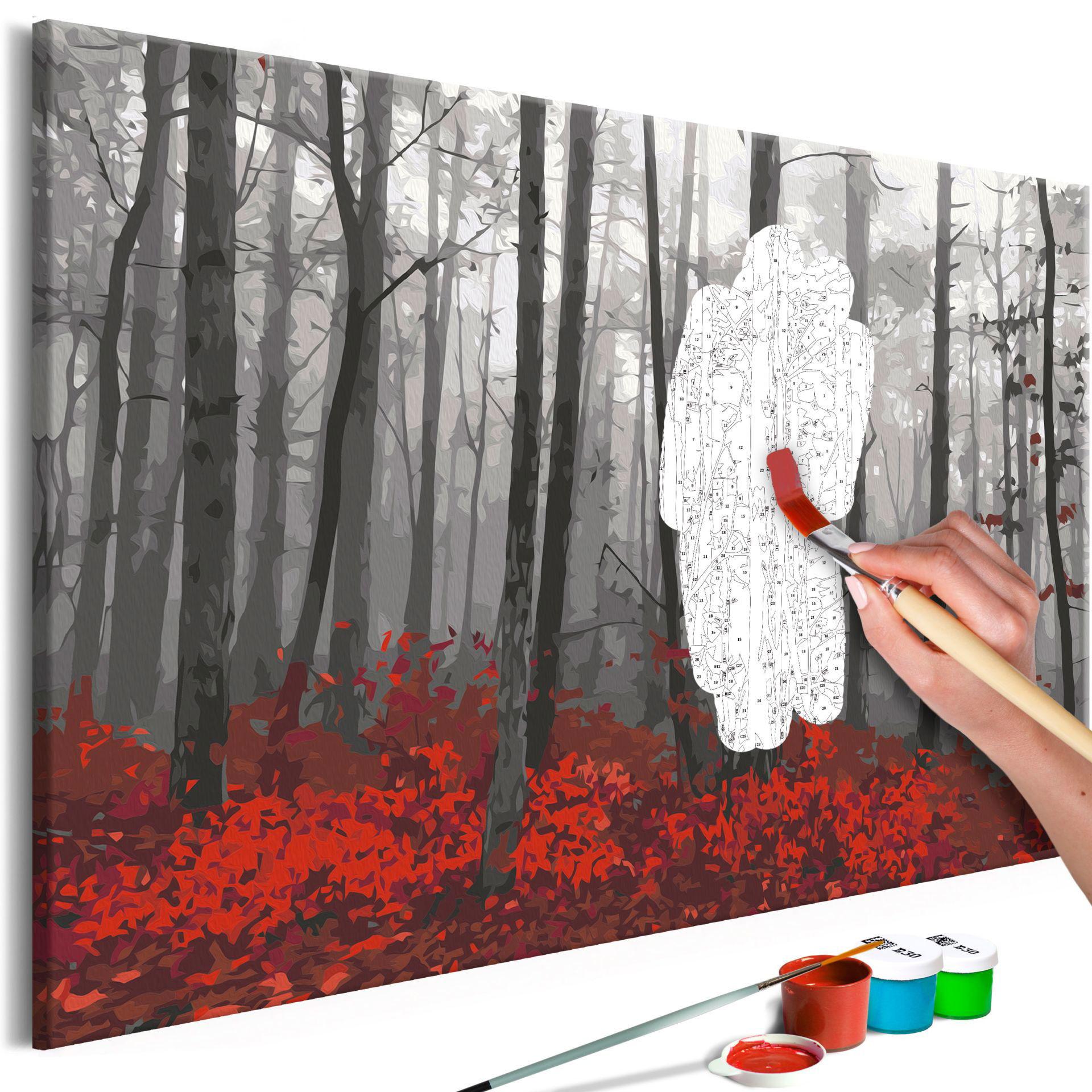 MALEN NACH ZAHLEN 50/40 cm - Rot/Schwarz, Textil (1.4/40cm) - KUNSTLOFT