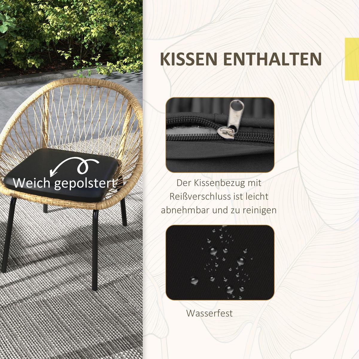 GARTENMÖBEL-SET für Balkon, Terrasse, Polyester, Gelb - Gelb, Kunststoff - Outsunny