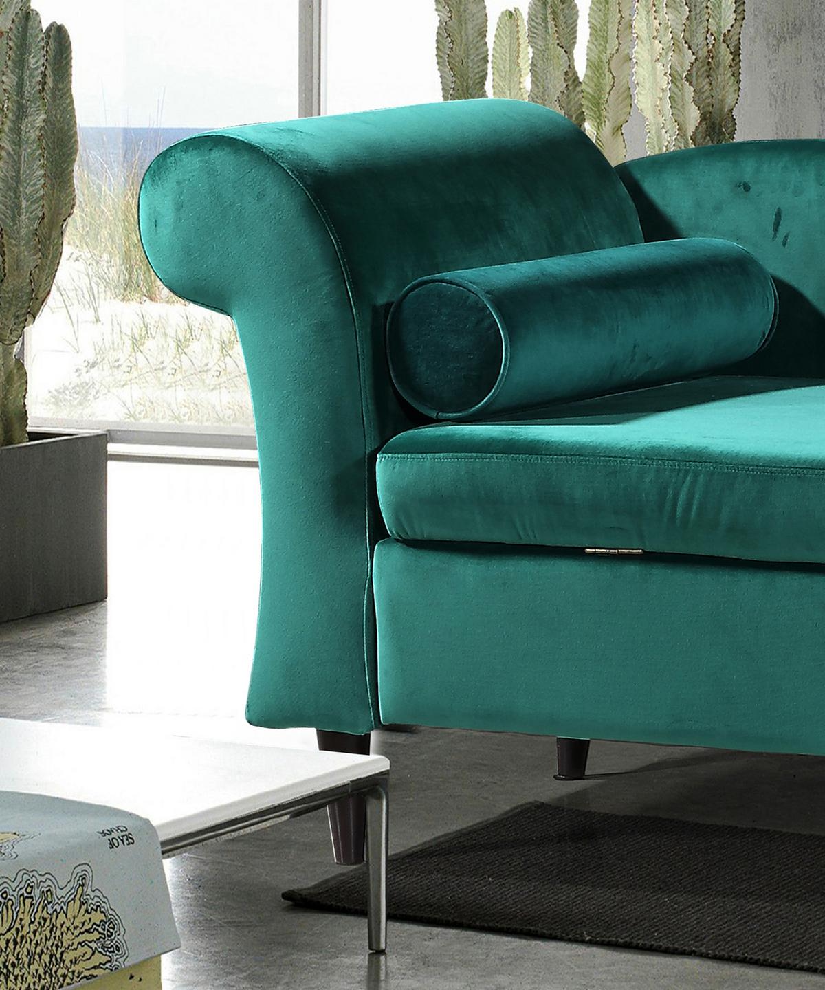 POLSTERLIEGE SARAH Grün Velvet - Anthrazit/Schwarz, Textil (163/77/73cm) - KAWOLA