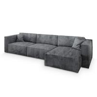ECKSOFA TOLMO P Grau Kordstoff mit Schlaffunktion - Grau, Holz/Kunststoff (347/148cm) - MASSENO