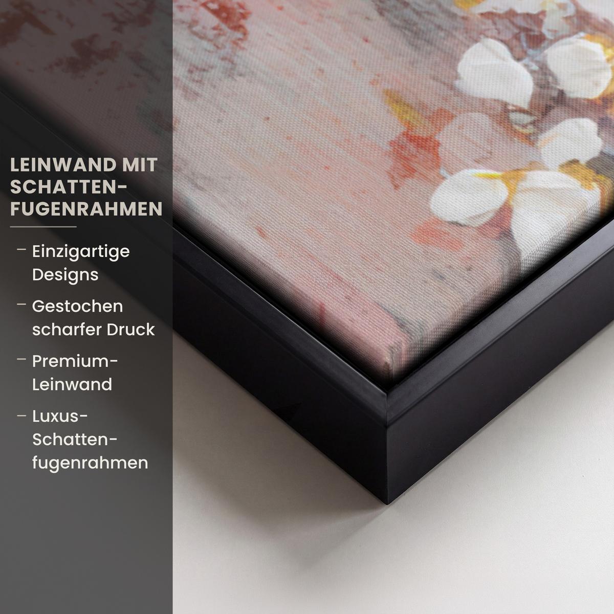 LEINWAND Bilder mit Rahmen - Malerei - Blumen - Rustikal - Rosa - 90x90 - Altrosa, Textil (90/90cm) - MuchoWow