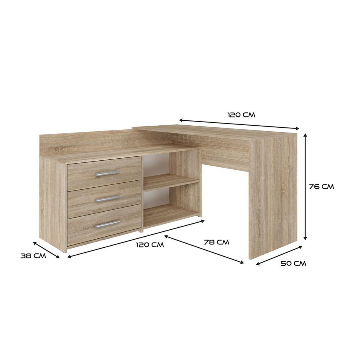 SCHREIBTISCH Eiche Sonoma 120/76/50 - Sonoma Eiche, Holzwerkstoff (124/85/76cm) - RAUMHIRSCH FURNITURE