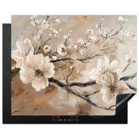 HERDABDECKPLATTE Blumen - Abstrakt - Gemalt - Beige Herdabdeckung Induktionsfeld 65x52 cm - Kaschmir, Kunststoff (65/52/0.2cm) - MuchoWow