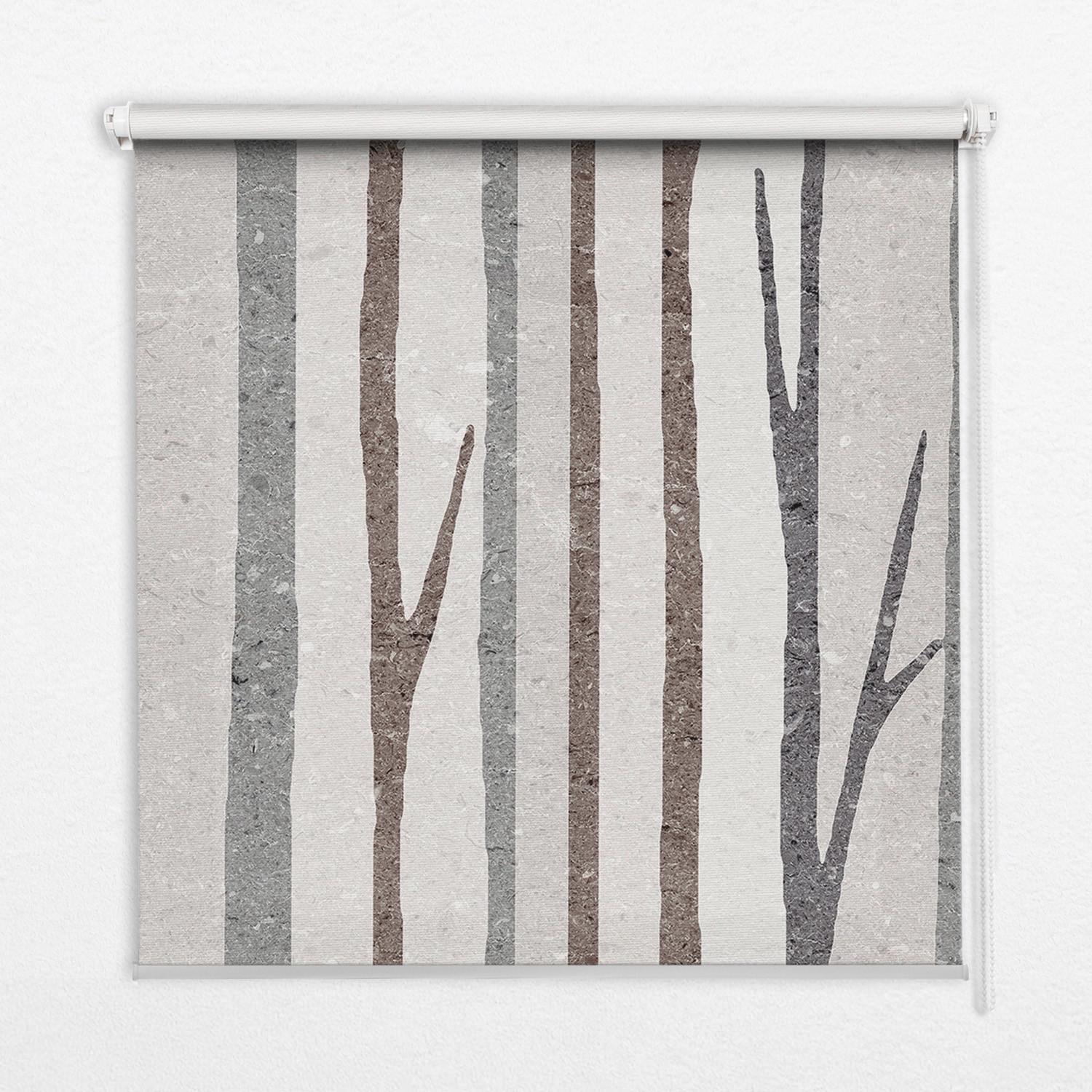 INNENROLLO - Fensterrollo - Rollo - 110x140 cm - Baumstämme - Grau, Kunststoff (110/140/0.5cm) - TULUP