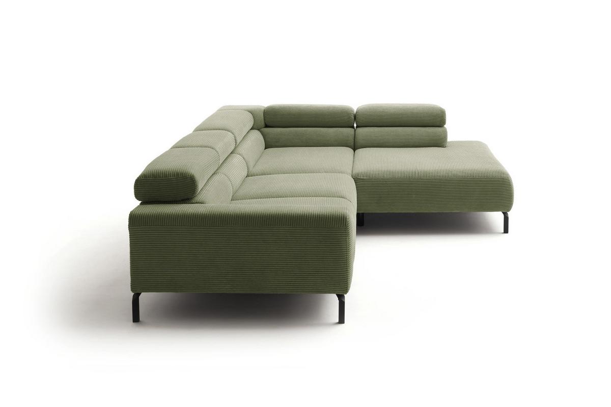 ECKSOFA DELIA Grün Cord - Schwarz/Olivgrün, Textil/Metall (312/219cm) - KAWOLA