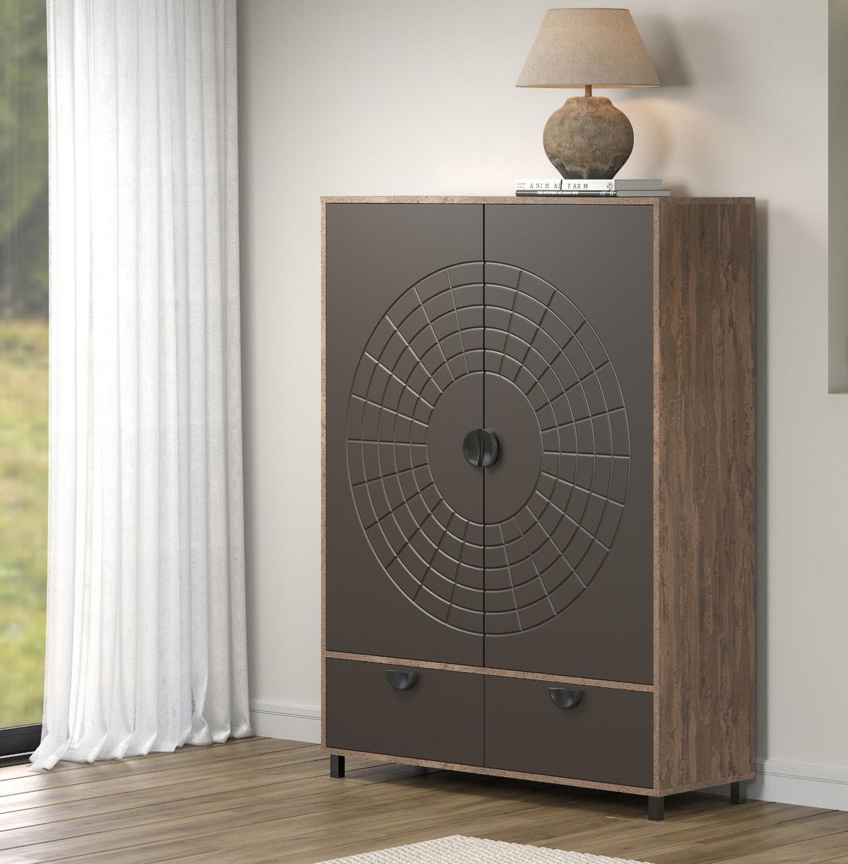 HIGHBOARD Bronze und Rostoptik 120 x 163 cm, Kommode mit Soft-Close - Rostfarben/Schwarz, Holzwerkstoff/Metall (120/163/42cm) - Top.Furn