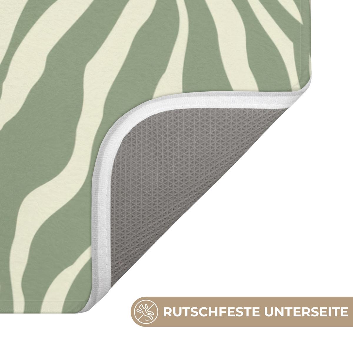 BADEMATTE Zebra - Motiv - Grün 120x60 cm - Salbeigrün, Textil (120/60cm) - OnlyWow