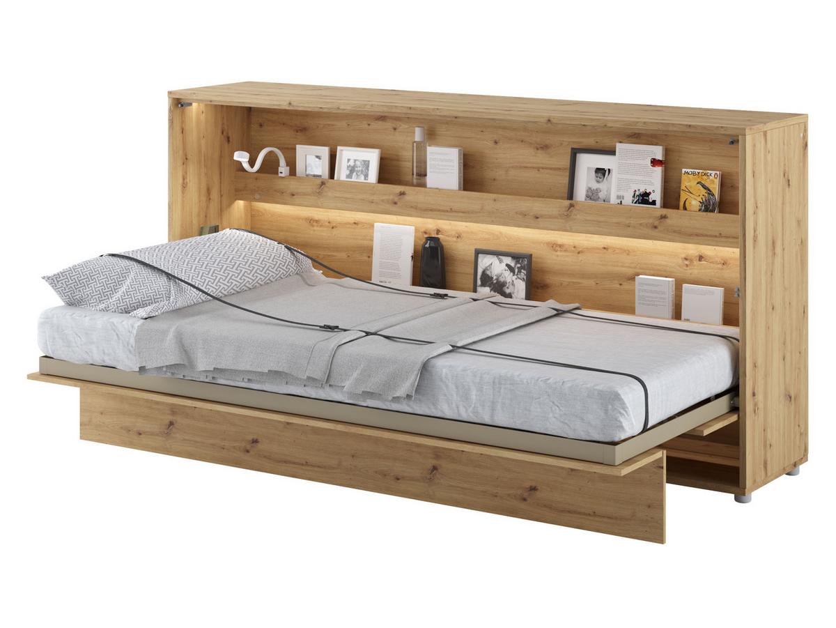 SCHRANKBETT Bed-Concept BC-06 90x200 mit LED-Lampe und LED Beleuchtung - Eiche Artisan/Grau, Holz/Holzwerkstoff (90/200cm) - MIRJAN24